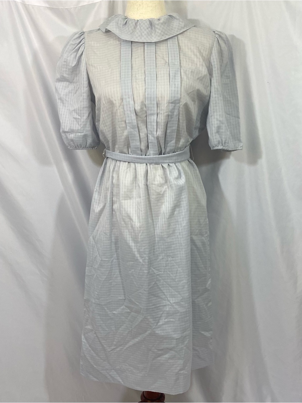 Vintage 80’s Sunshine Alley Blue Checked Midi Dress Size 10 Medium